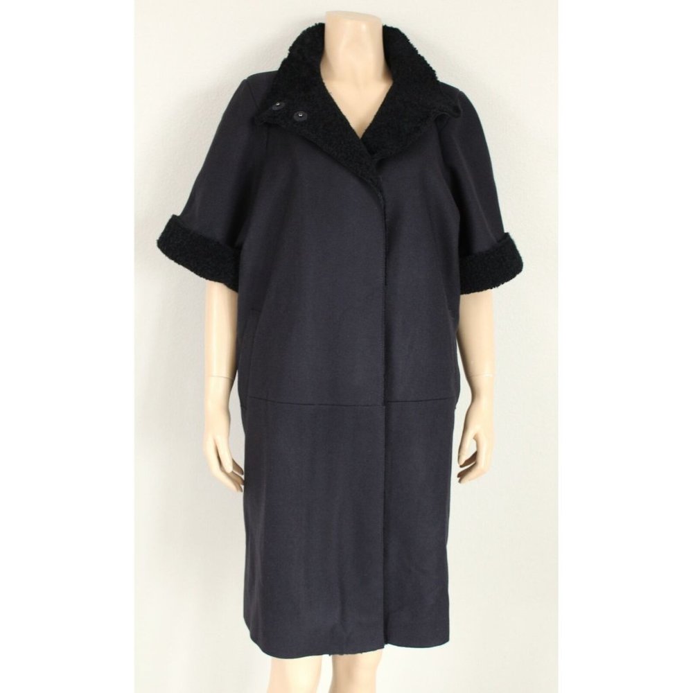 Marni Wool Lamb Shearling Cashmere Black Jacket Coat, Size 42 Us 6 View 3